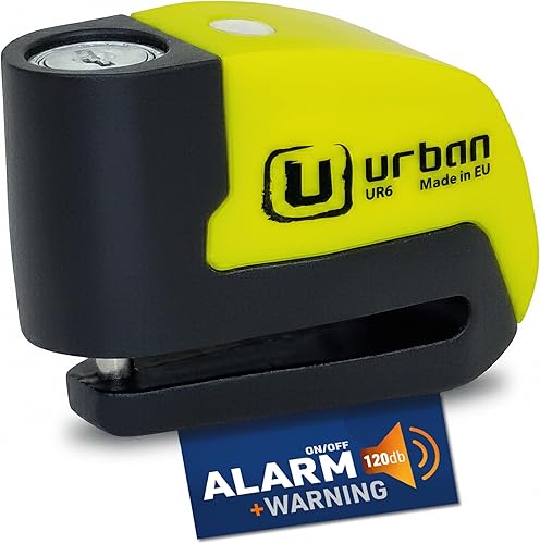 Candado con alarma para el disco de freno Urban UR6 para motocicleta y bicicleta de 0.23 in y 120 dB, universal, resistente al agua con cable