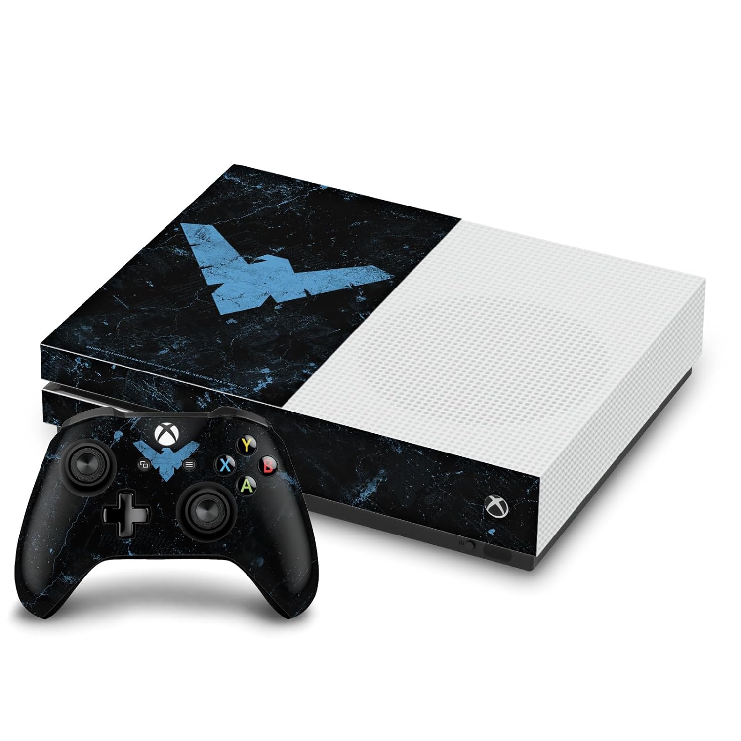 Head Case Designs Officially Licensed Batman DC Comics Nightwing Logos And Comic Book Vinyl Sticker Gaming Skin Decal Cover Compatible With Xbox One S Console and Controller Bundle