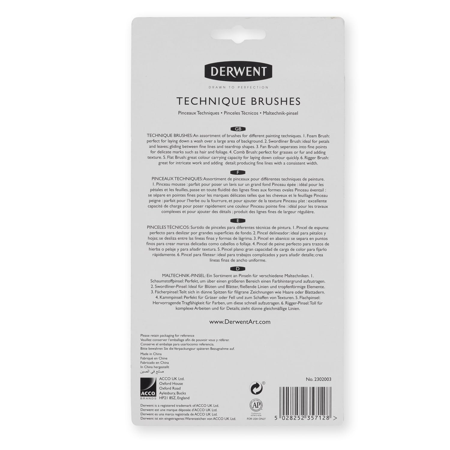 Derwent 2302003 – Pinceles Técnicos Set