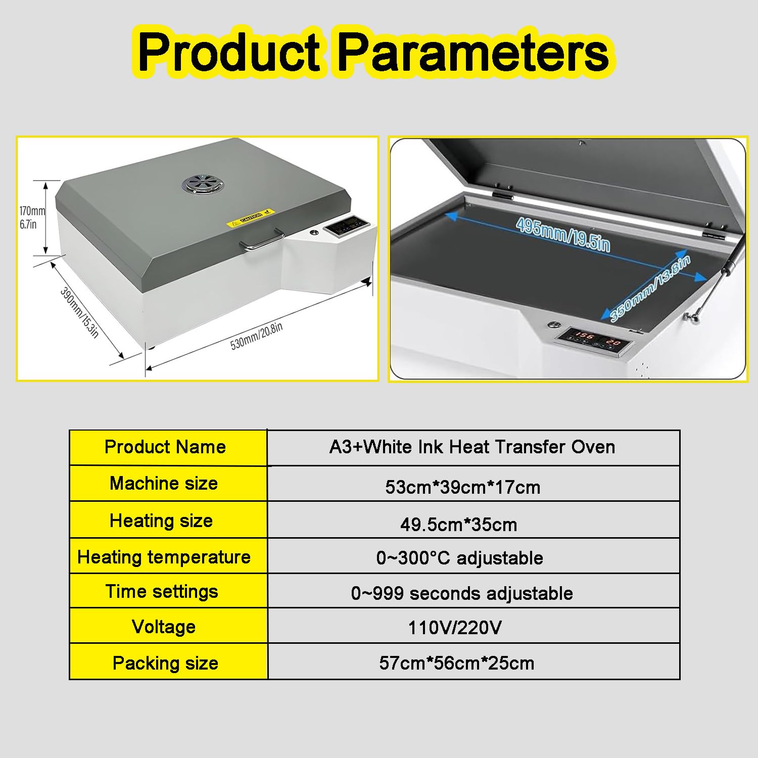 Máquina de prensa de calor para transferencia de película DTF, placa térmica grande de 13.8 x 19.5 pulgadas, control inteligente de temperatura para impresión de camisetas, sombreros y bolsas de lona