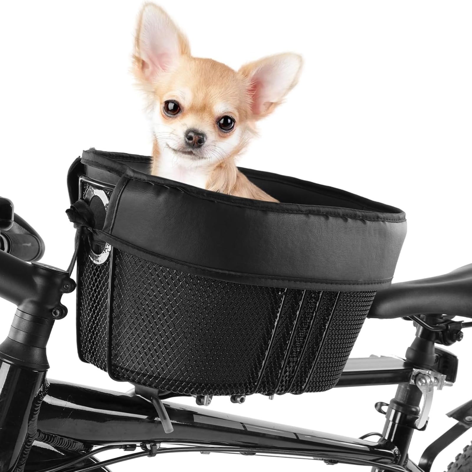 Cesta de bicicleta para perros - Cesta de compras portátil para gatos y perros - Barra transversal delantera con forro de esponja - Tamaño,Cesta para mascotas de bicicleta, cesta de comestibles de MTB