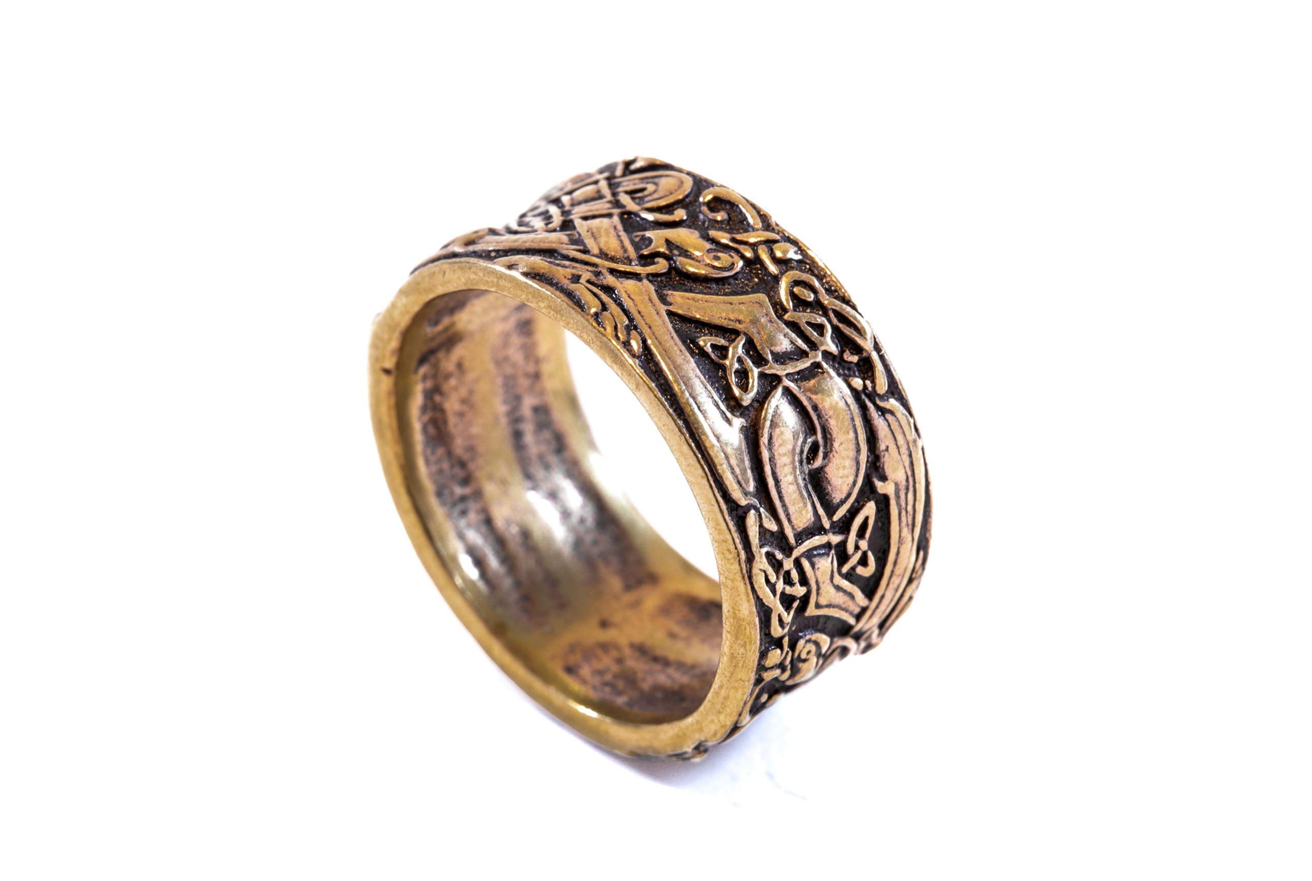 Windalf Breiter Wikinger Ring RAVAN 11 mm Odins Wölfe Vikings Wilde Jagd Wotan Bronze