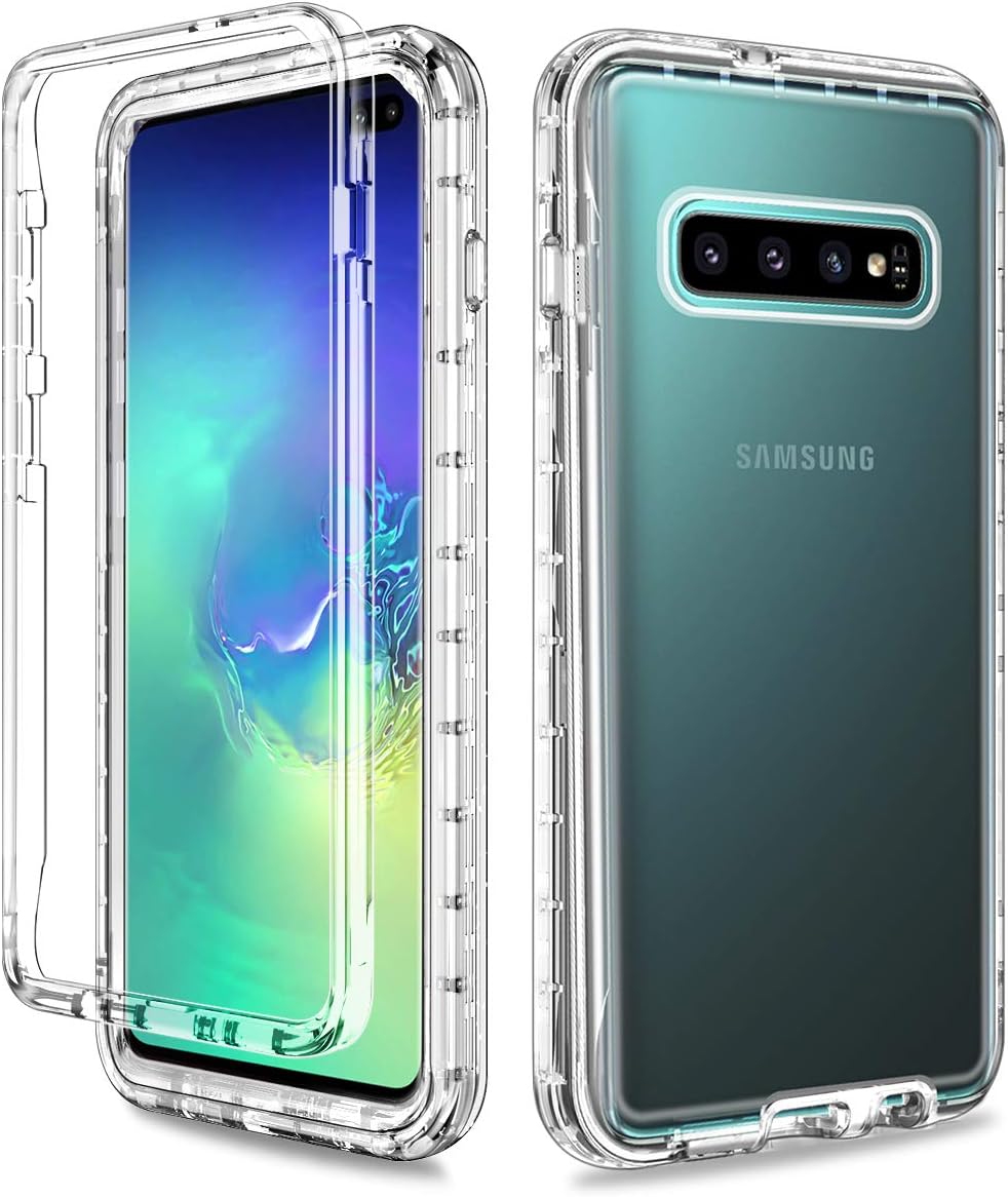 LONTECT for Galaxy S10 Plus Case Crystal Transparent Heavy Duty Shockproof Hybrid Hard PC+Soft TPU Dual Layer Protective Case Cover for Samsung Galaxy S10 Plus, Clear