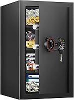 23.6" Tall Large Home Safe with LED Light, Programmable Keypad, Spare Keys & 3 Removable Shelves - Anti-Theft Steel Security Box for Money, Guns, Documents