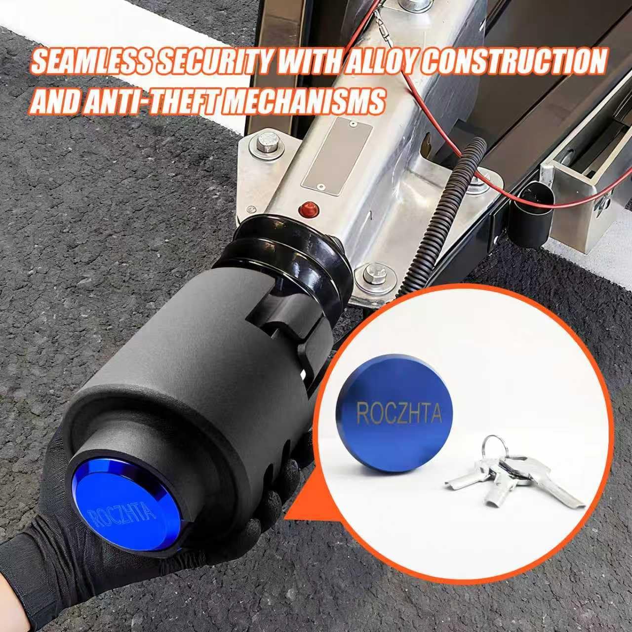 2-5/16" Heavy Duty Trailer Hitch Lock, High-Security Anti-Theft Cut Resistant Steel, Weatherproof Trailer Tongue Lock for RV, Boat, Camper, Cargo & Utility Trailers (Dark Blue)