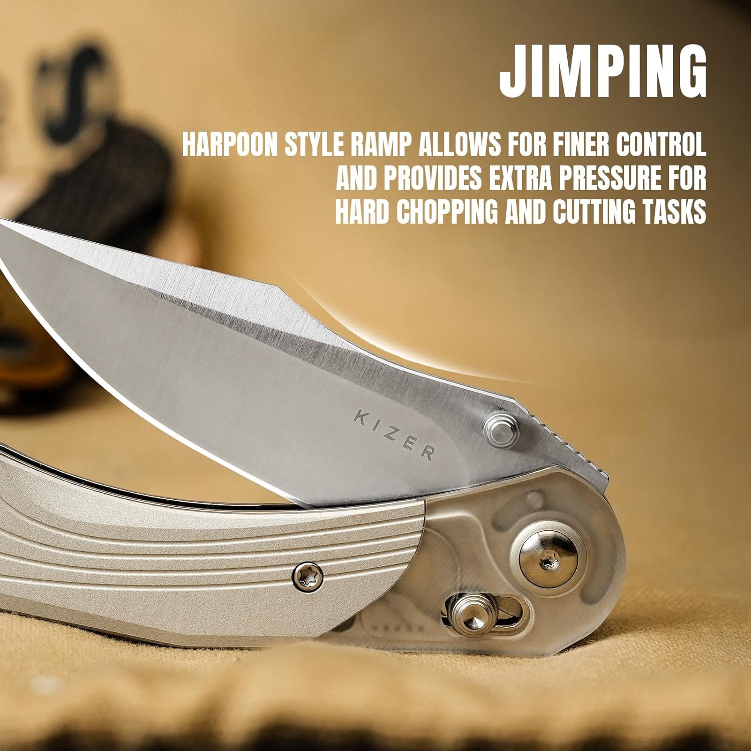 Kizer Mini Mystic Pocket Knife, 3.2" Nitro-V Blade EDC Knife with Gray Aluminum and Acrylic Handle, Camping Folding Knives with Clutch Lock, Hunting Survival knives with Thumb Stud Opener, V3636A1