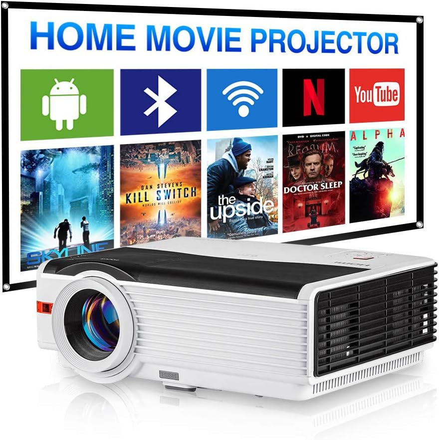 Amazon.com: WIKISH Bluetooth WiFi Projector Wireless Lcd Movie Android ...