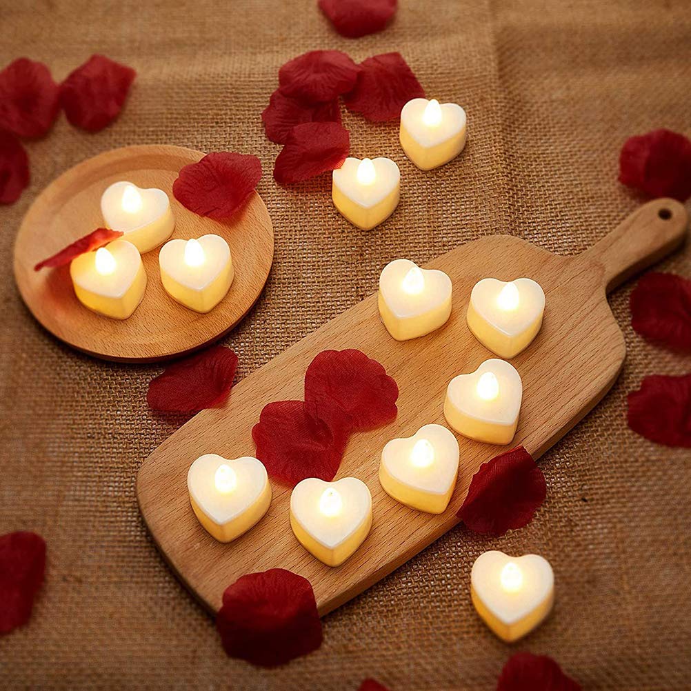 Candele LED Cuore Bagima - 24 Pezzi Tea Light Romantiche Per San Valentino