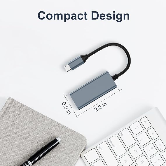 USB C to Ethernet Adapter, Driver Free RJ45 to USB C, 100Mbps Type-C Ethernet LAN Network Adapter for MacBook Pro/Air,for iPhone 15 Pro/Max, for Dell XPS, for Galaxy S8-S23