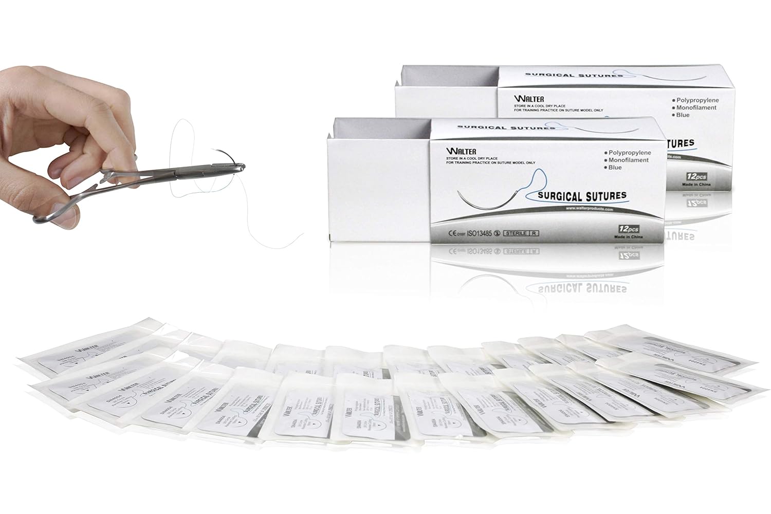 Jackson JSN4004 24PK 75cm Polypropylene Surgical Suture Thread W Curved Needle | Exceptionally Smooth Surface | Superior Tensile Strength & Knot Security | W Manual(Educational & Training Use Only)