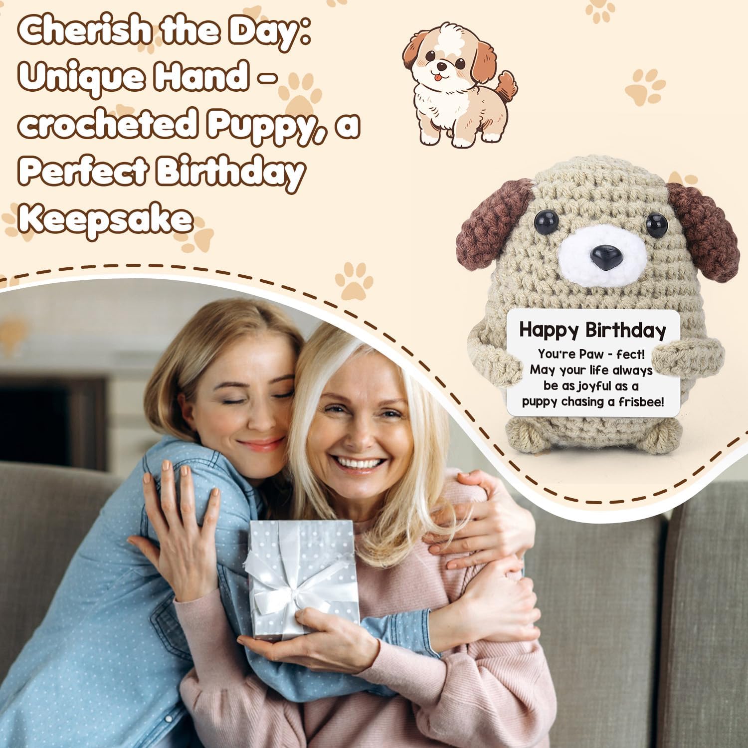 Birthday Gift: Hand - Crocheted Puppy for Daughters, Sons, Girlfriends, Boyfriends, Husbands, Wife, Sisters, Friends & Colleagues (Birthday) - Image 5