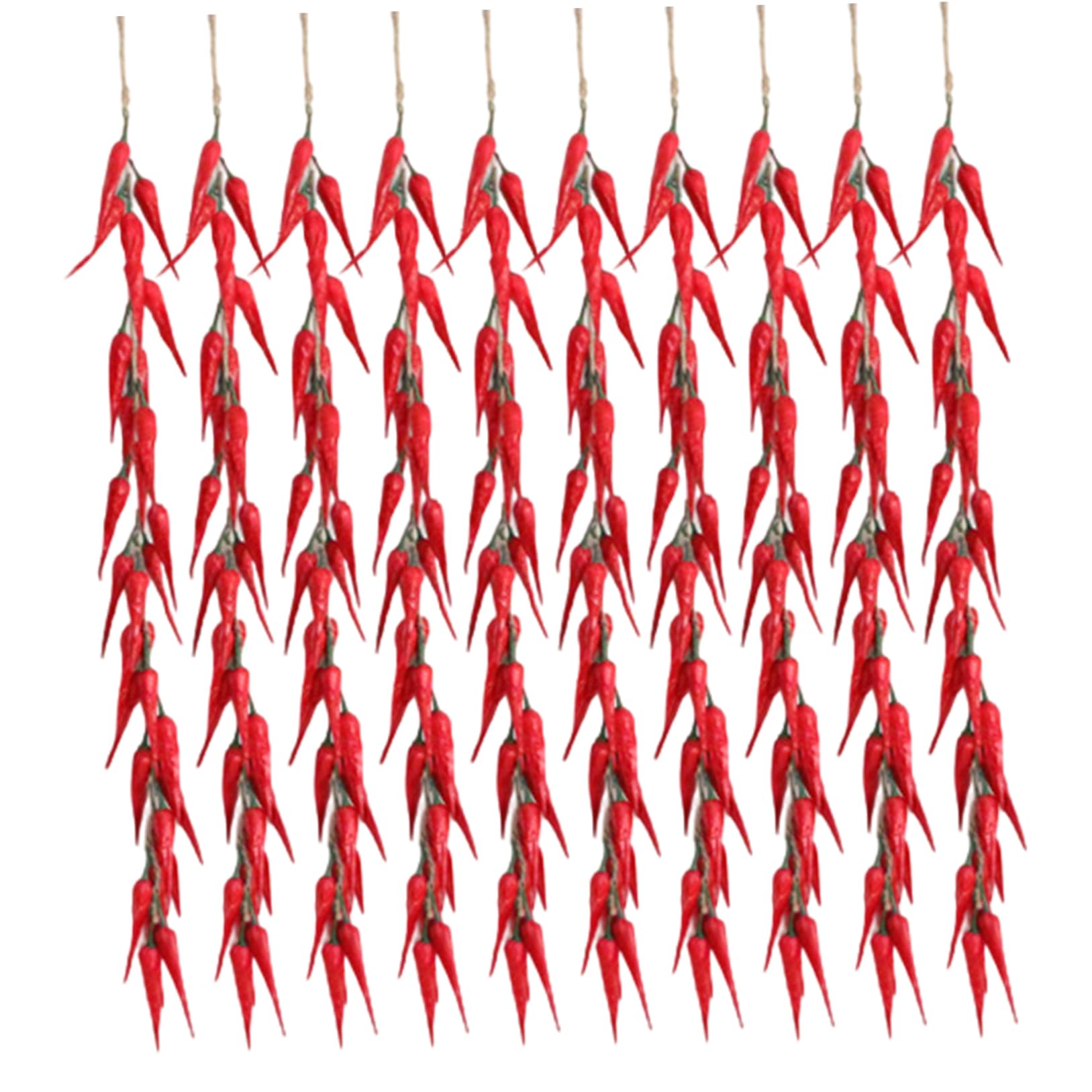 Chiles rojos artificiales en ristre de 10 piezas para colgar en cocina