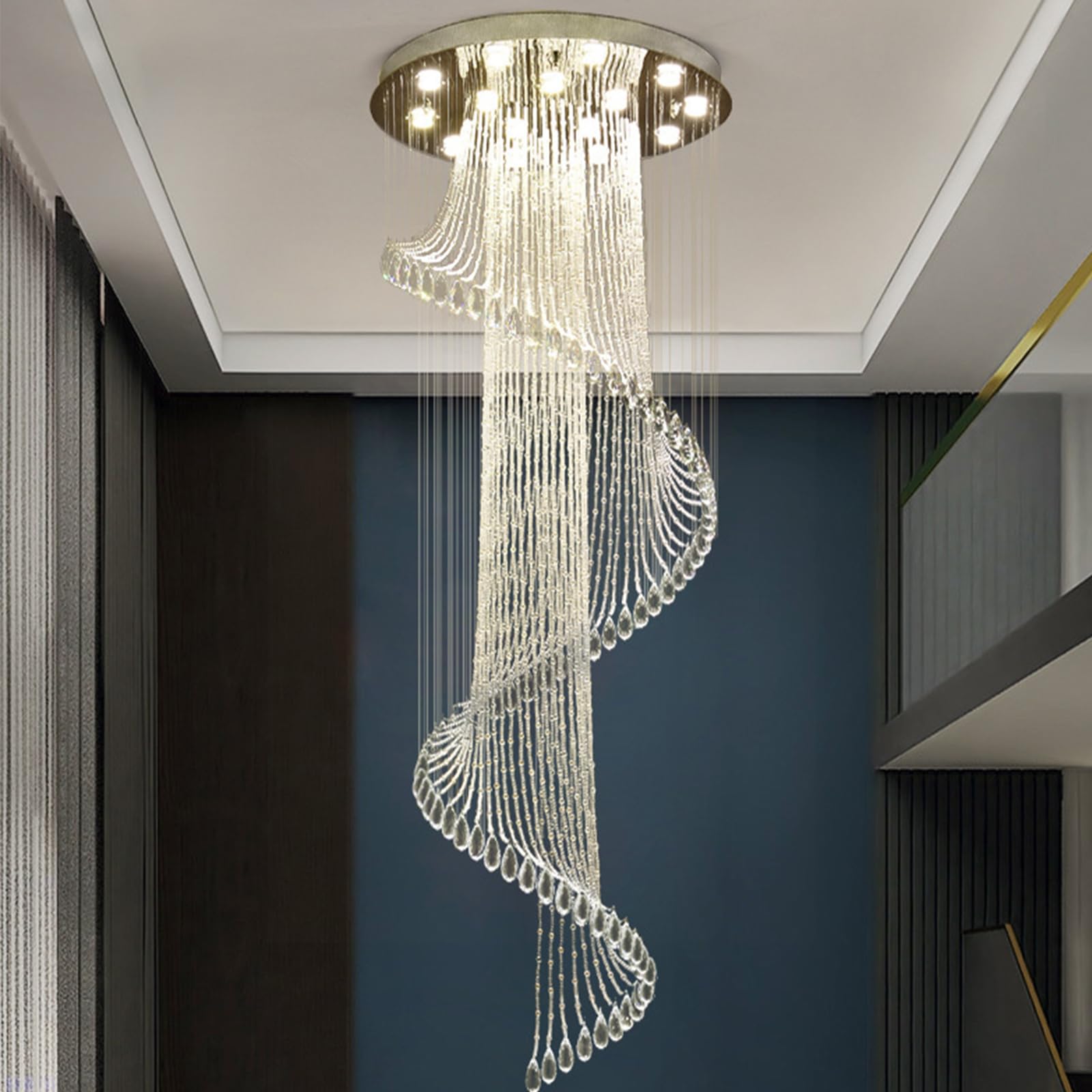 HXYSXHJUO Crystal Chandelier Modern Minimalist Spiral Staircase Lamp for Large Living Room - 40 * 120Cm,50 160cm Villa Duplex Home Decoration
