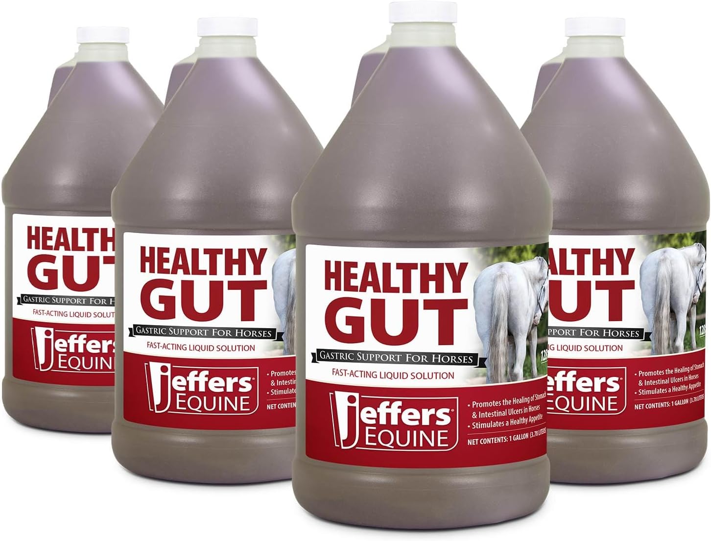 Jeffers Equine Healthy Gut Gastric Support – Liquid Digestive Supplement for Horses Prone to Ulcers – Easy to Feed Formula, Supports Gut Comfort & Digestive Balance – 1 Gallon (128 Day Supply)