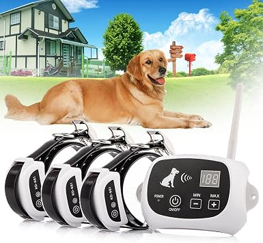 Wireless Dog Fence, Pet Electric Boundary Containment System, IP67 Waterproof & Rechargeable Training Collar, Adjustable Control Range 80 to 1640 Feet, Safe Effective, for All Dogs,for3dogs