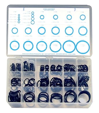 Precision Brand 12930 300 Piece O Ring Assortment, Buna-N 70 Durometer Rubber, Plastic Compartment Box