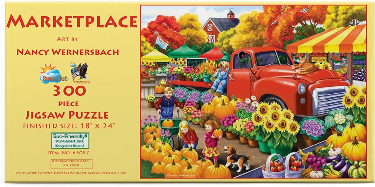SUNSOUT INC - Marketplace - 300 pc Jigsaw Puzzle by Artist: Nancy Wernersbach - Finished Size 18" x 24" - MPN# 63097