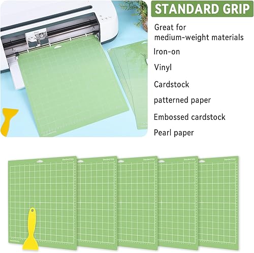 Miniatura 4 de IModeur Paquete de 5 alfombrillas de corte para Cricut, alfombrillas de corte de agarre estándar verdes de 12 x 12 pulgadas para accesorios Cricut,