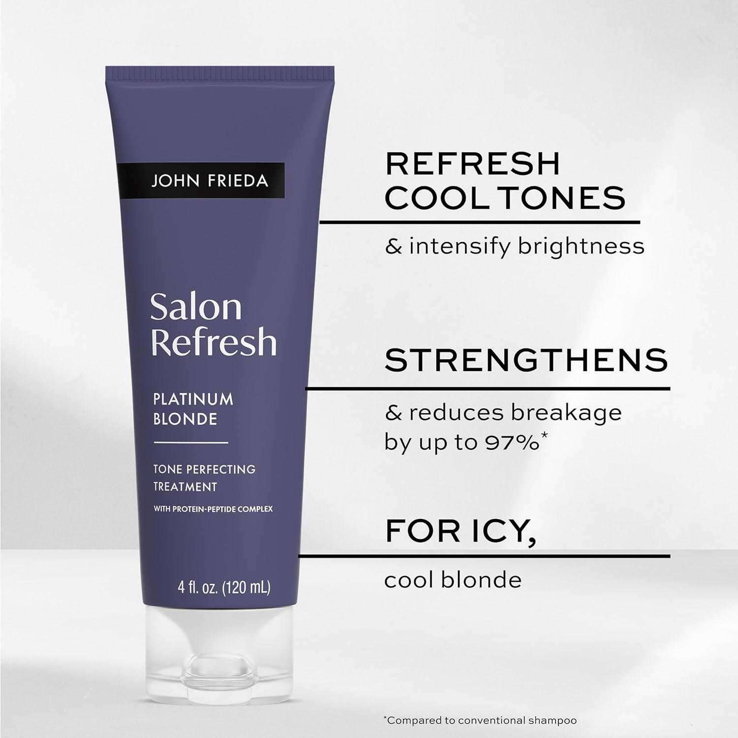 John Frieda Salon Blonde Platinum Tone Perfecting Treatment with Protein-Peptide Complex, Hair Toner, Toner for Blonde Hair 4 fl oz - Image 2