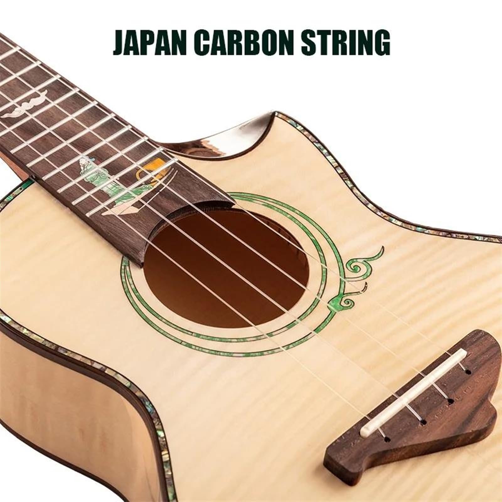 Ukelele De Concierto De 24 "Cuerpo Recortado 2A Tapa De Arce Tigre Canadiense Cuerdas De Cartón Japonés Brillante(3)