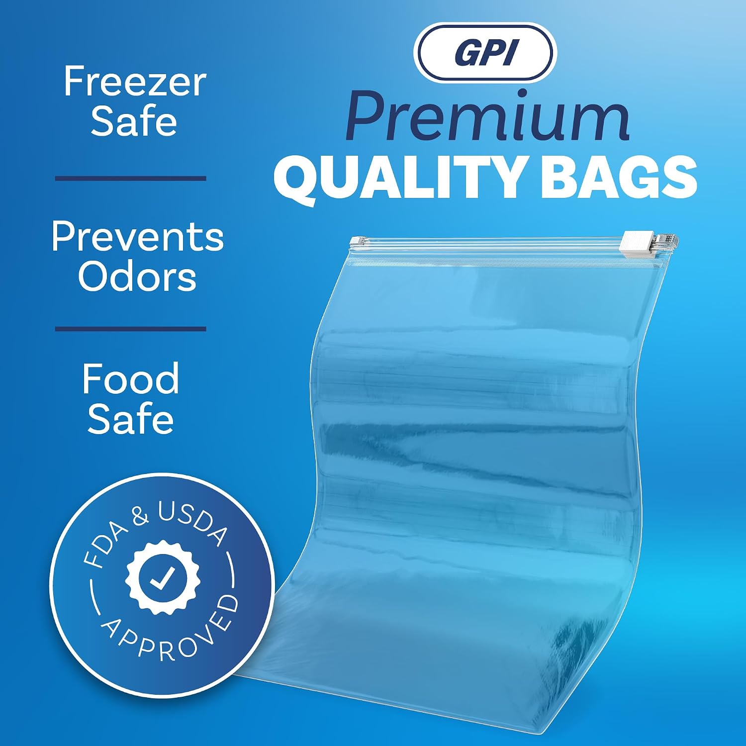 100 Count - Slider Zip Food Storage Bags, 8" x 10" (1/2 Gallon) 3 Mil Heavy Duty, Strong & Durable For Freezer Storage, For Sandwiches, Snacks & More. GPI image 3