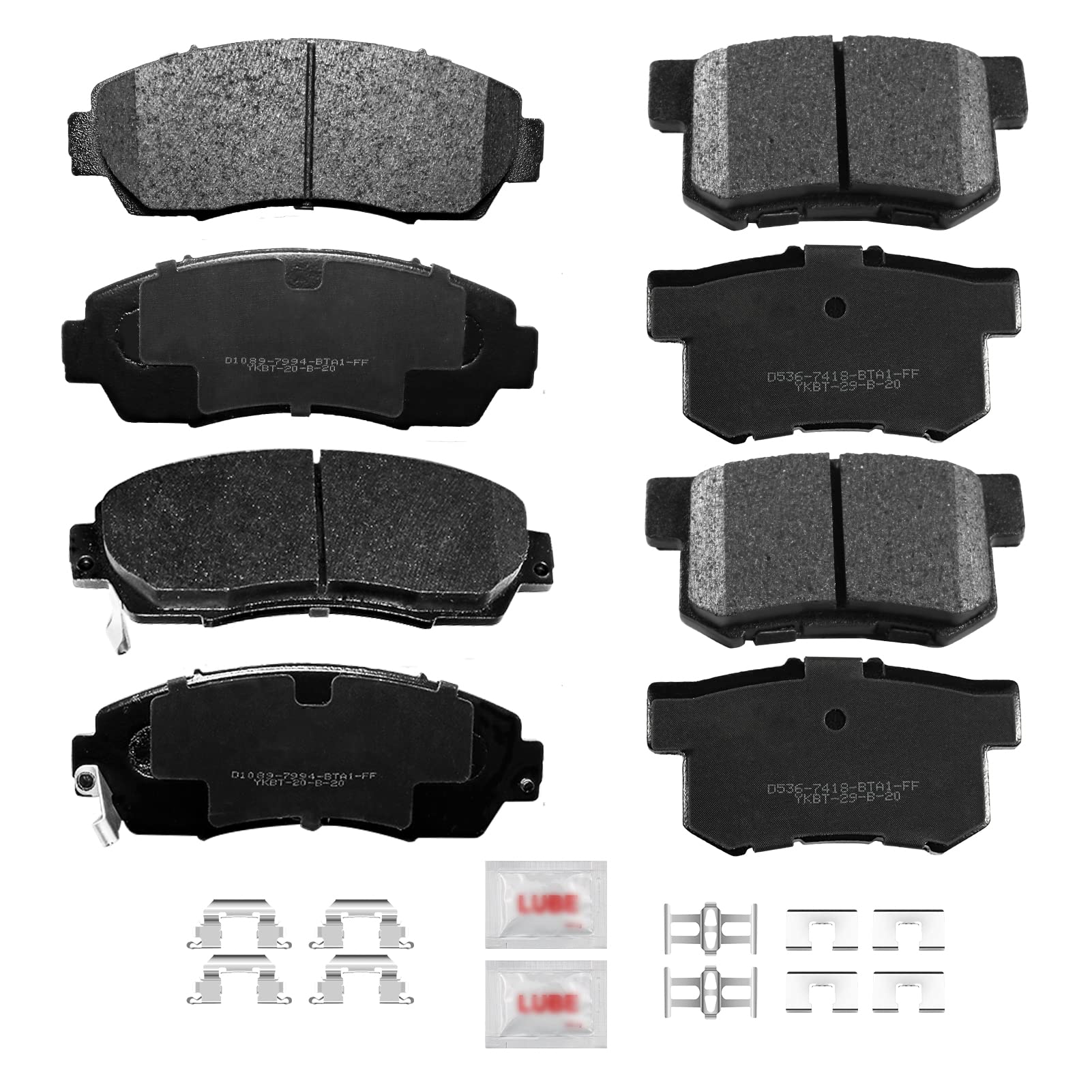 Front and Rear Disc Brake Pads Set Ceramic w/Hardware S1089 S536 Replacement for 2007 2008 2009 Acura RDX 2010 2011 2012 Acura RDX