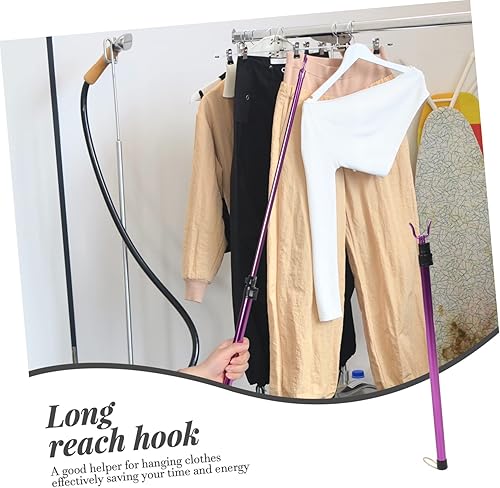 Miniatura 5 de Perchero telescópico retráctil para ropa, bastón telescópico, ganchos resistentes para colgar abrigos, poste de armario con gancho, tenedor de