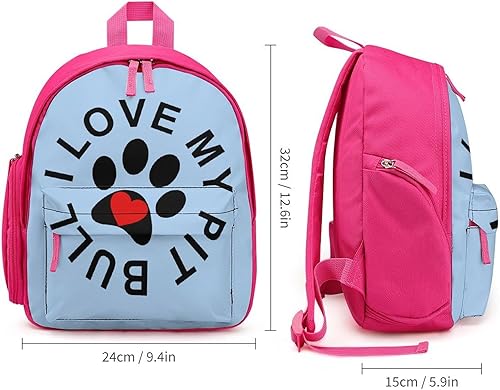 Miniatura 2 de I Love My Pitbull Dog Paw - Mochila pequeña para uso diario, con correa ajustable, estampado gráfico