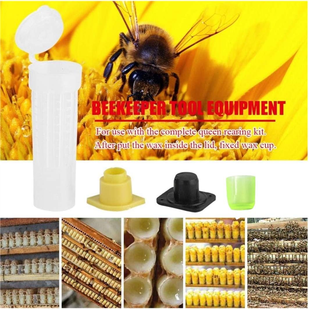 MIZORLIE Beekeeping Rearing Cup Kit - Queen Bee Roller Cage Beekeeping Equipment Insects Tools.(20pcs)