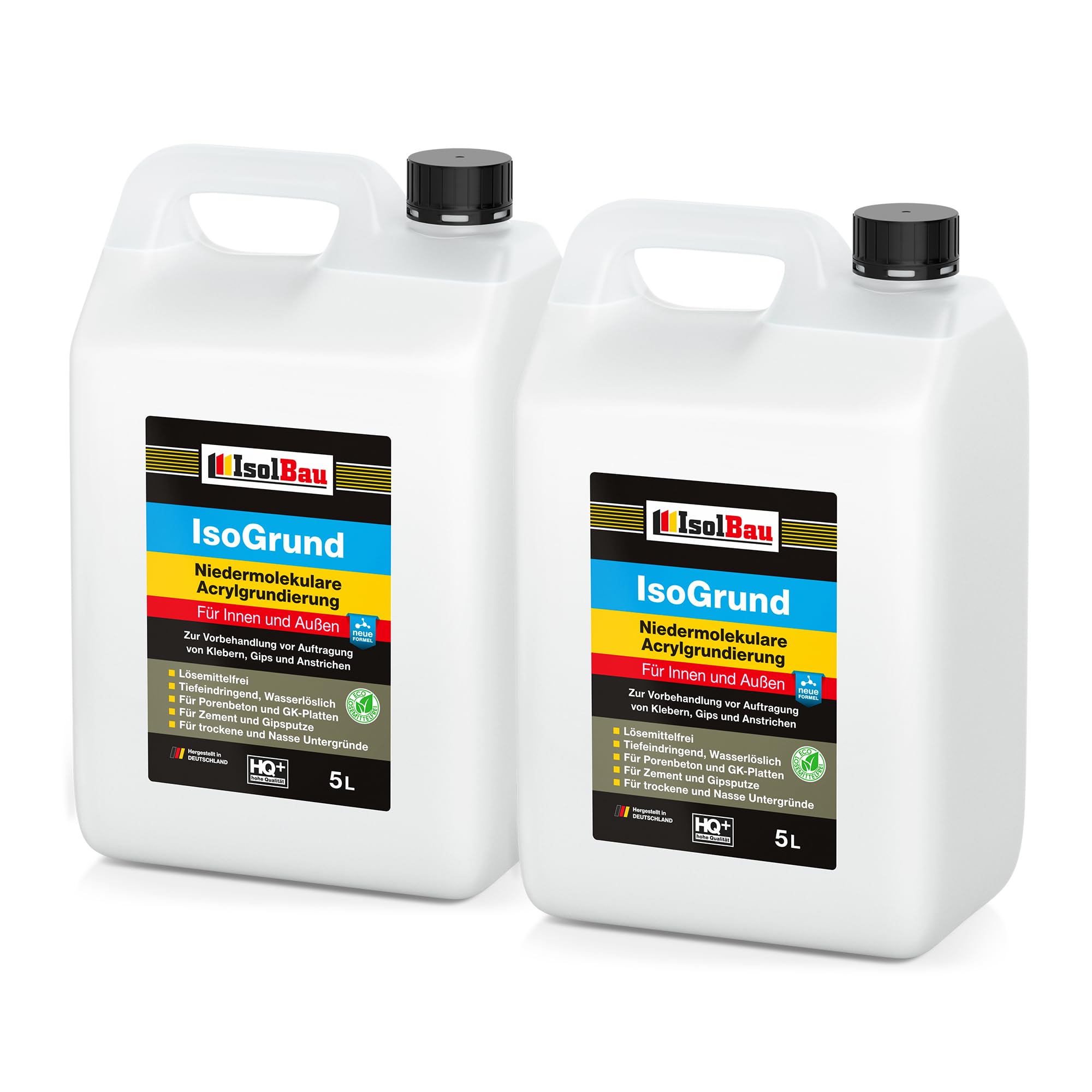Isolbau IsoGrund Solution d'apprêt acrylique à faible poids moléculaire, 10 l, prête à l'emploi, pour l'intérieur et l'extérieur, pour apprêt professionnel