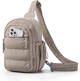 BAGSMART Small Sling Bag for Women, Puffer Crossbody Bag Purses Hobo Handbag Fanny Packs for Travel Hiking