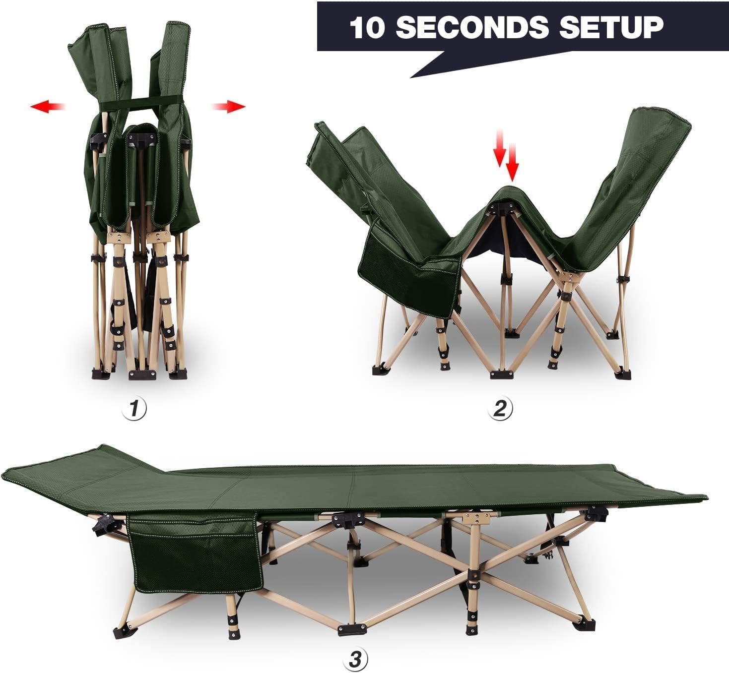 REDCAMP Feldbett Klappbar XXL, Extra Breit 71cm Campingbett 226kg Tragkraft, Stabil Faltbar Gästebett für Zelten Wandern Reisen Strand Garten,Grau/Grün/Schwarz