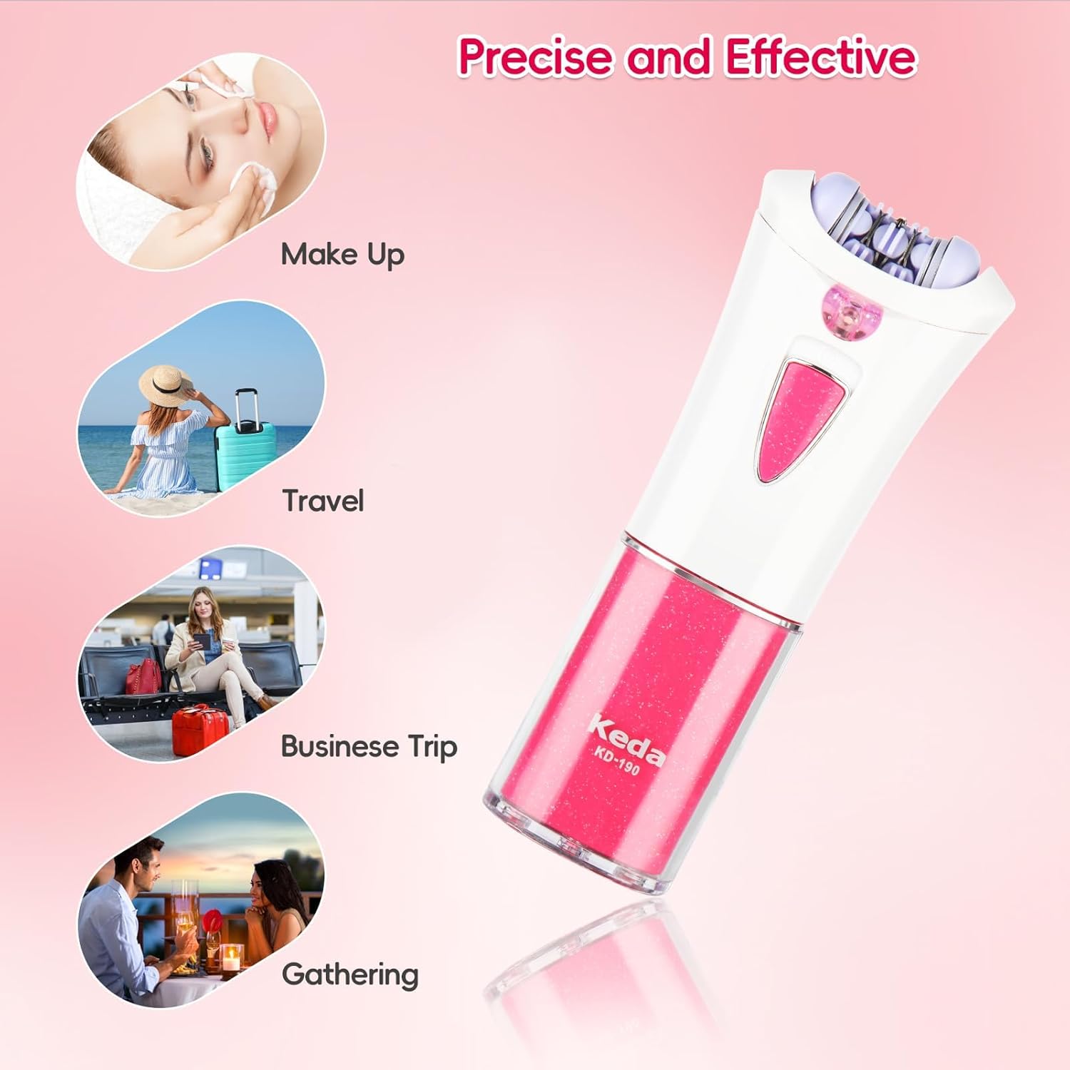 epilators Hair Removal for Women - Cordless Portable Facial Hair Removal for Women - 2025 NEW Glamorous Skin epilator for Face and Body with LED Light - Smooth Glide for Facial,Bikini,Arms and Legs