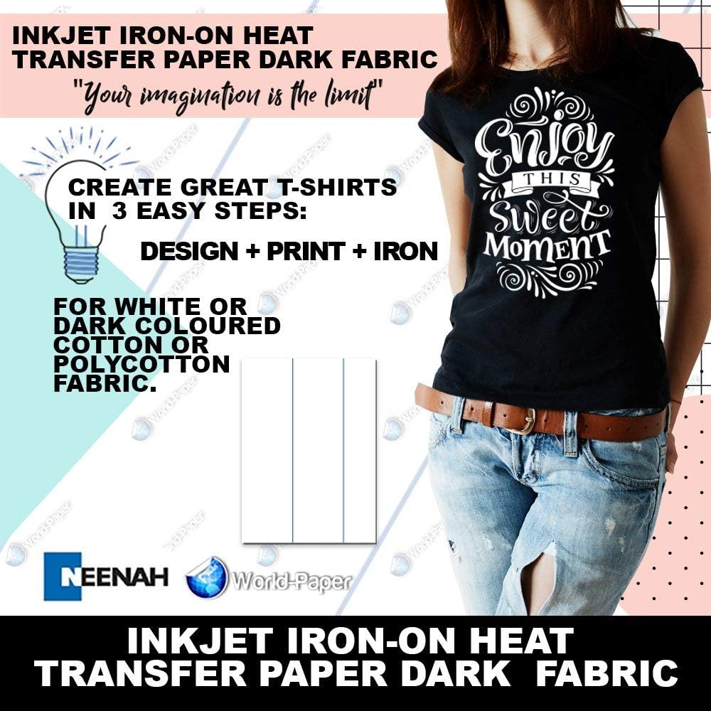 Heat transfer paper for dark fabric 8.5 x 11 Blue Line Pack of 20 Sheets