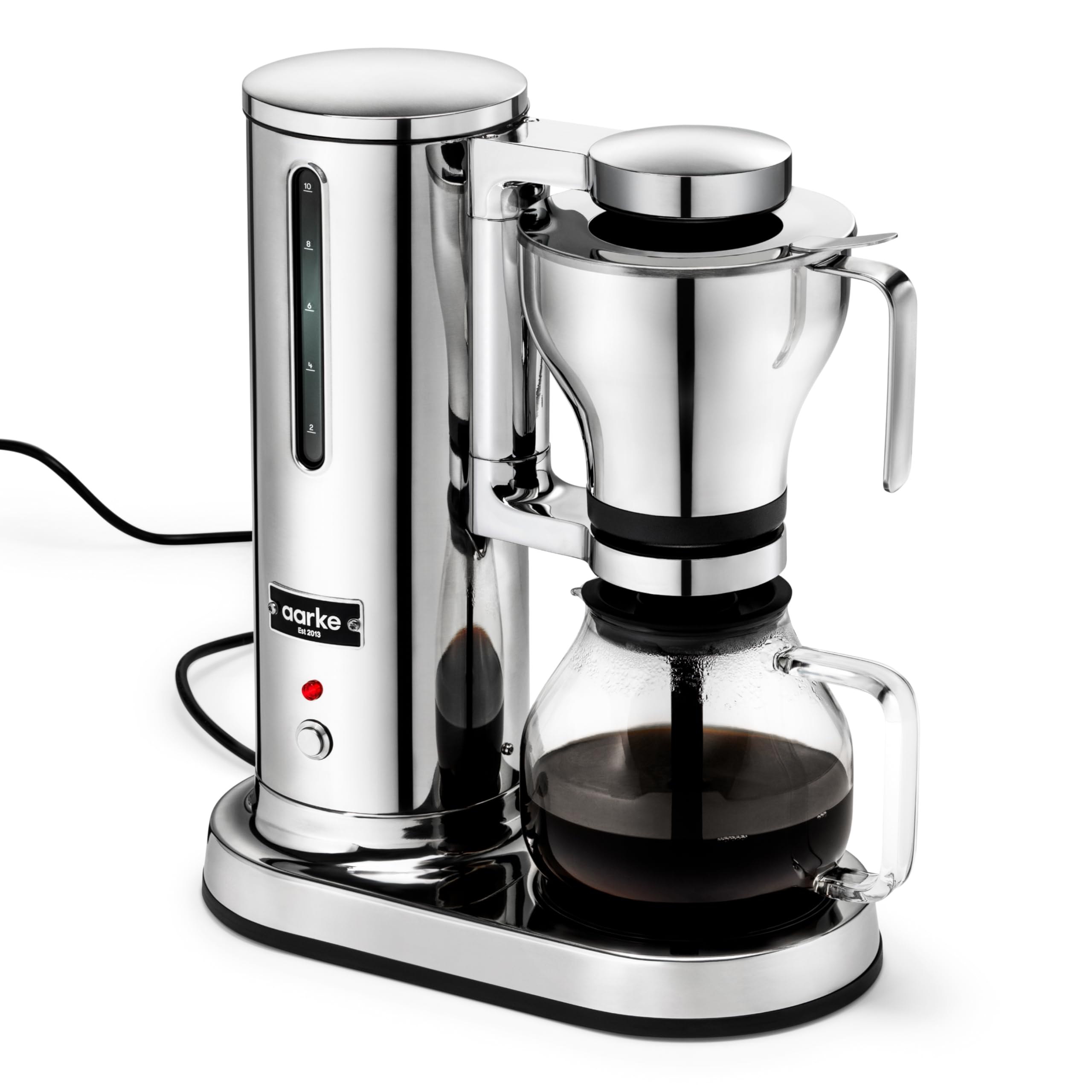aarke Cafetera de filtro – Cafetera eléctrica, jarra de vidrio, función de mantenimiento de temperatura, capacidad de 10 tazas, 250 ml - 1.25L, diseño moderno, preparador de café para café de filtro