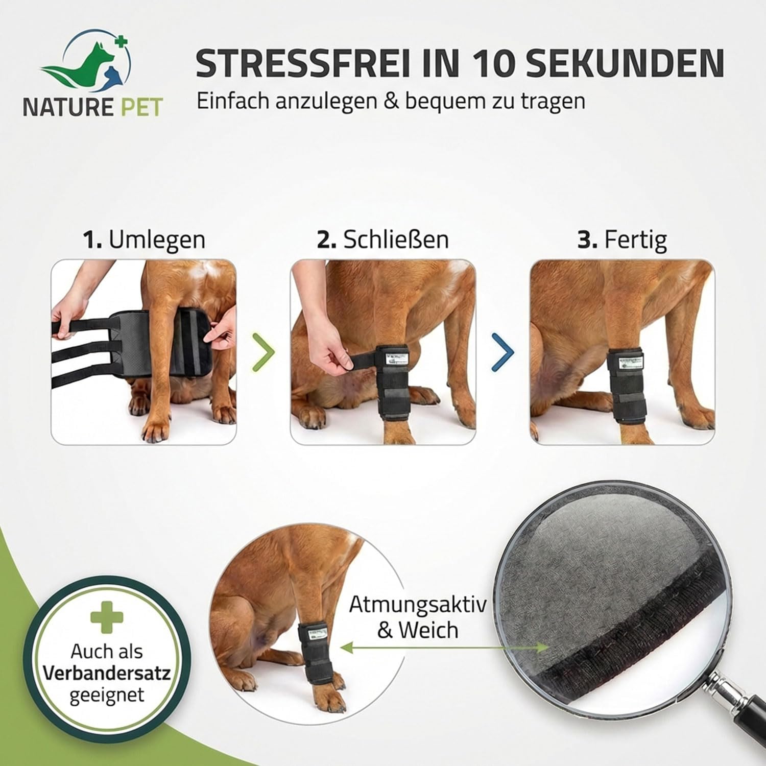 Nature Pet Sport Gelenk Bandage Gelenk- & Knochenschutz für Hunde - geeignet für Agility, Flyball und Hunde Frisbee - Bandage bei leichter Arthrose oder Leckschutz und Verbandschutz nach OP (L)