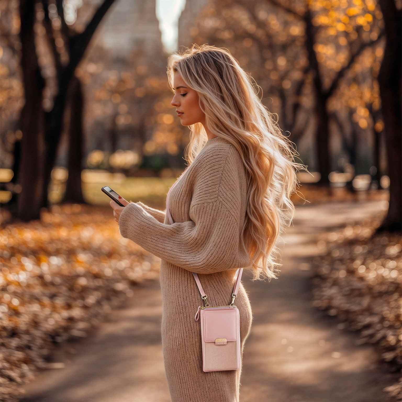 ONEFLOW Bliss Purse etui na telefon komórkowy Samsung Galaxy M31 do zawieszenia damska z portmonetką, torba na ramię z portfelem i kieszenią na telefon komórkowy, mała torebka, różowo-różowa