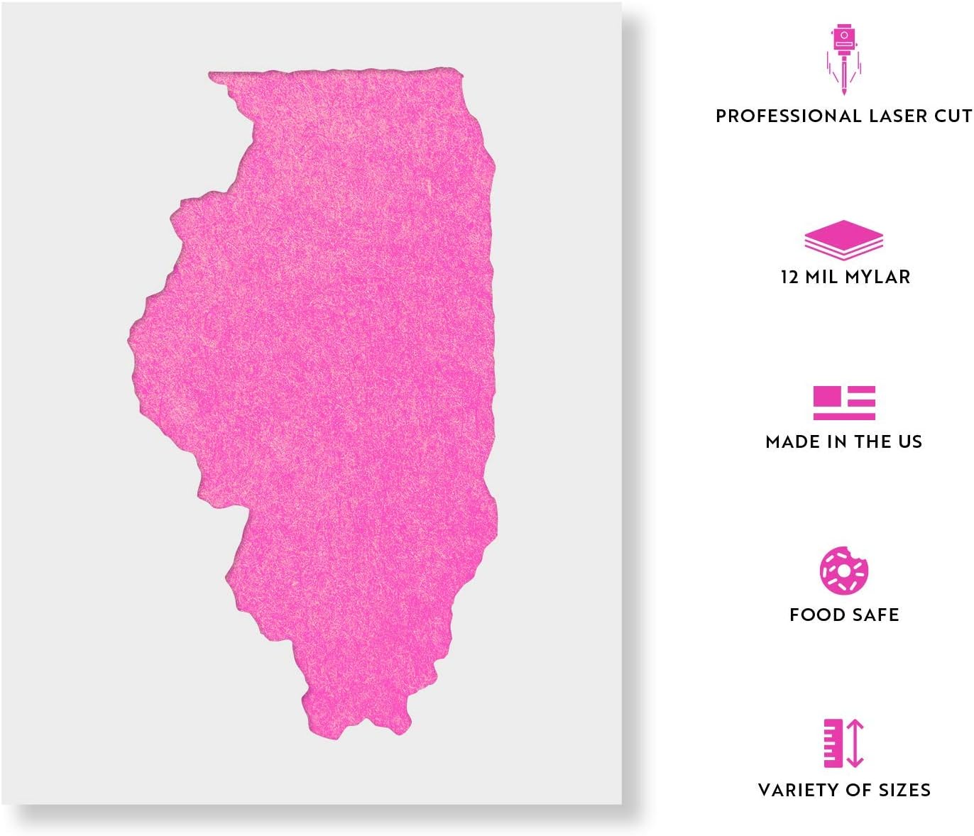 Illinois State Stencil - Fabric Stencil, Stencil of Illinois, Illinois, Illinois Stencils, Paint Stencils