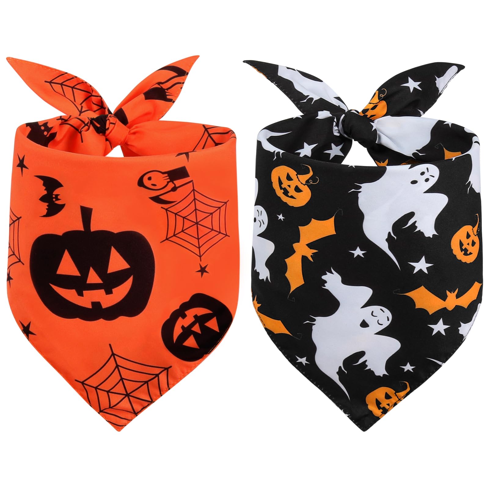 Vivifying 2pcs Halstuch Hund mit Hexen- und Kürbismuster, L, für Hunde | Verstellbares Dreiecksdesign für kleine, mittlere und große Hunde, für Halloween, Partys und Fotos, für Spaziergänge