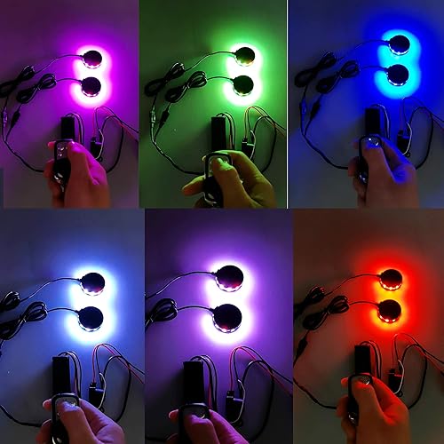 Miniatura 4 de Juego de 2 luces LED RGB para rueda de motocicleta con control remoto inalámbrico RF de 4 teclas, impermeable, multicolor, luz de neón para