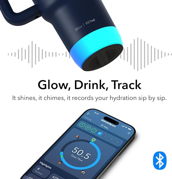 Hidrate Spark PRO 2 30oz Tumbler Smart Hydration Tumbler with Clinically Accurate Water Tracking & Extended Battery Life - Syncs with Apple Health, Fitbit, Smart Rings & Smart Watches - Navy