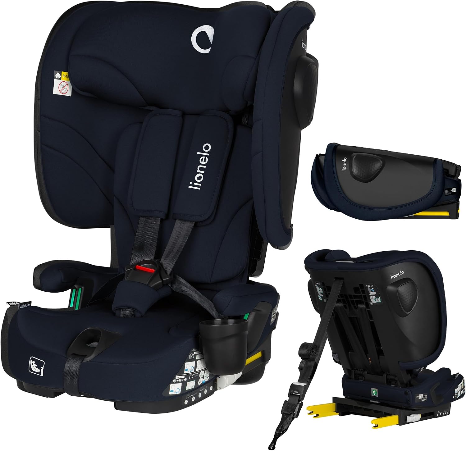 LIONELO Foldable Car Seat Nelly I-Size with ISOFIX for Children Approx. 76-150cm, Forward Facing, TT Strap Side Protection, Adjustable Headrest & Backrest