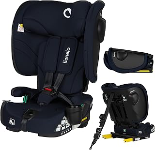 LIONELO NELLY I-SIZE Faltbarer Kindersitz 76-150 cm (ca. 15 Monate - 12 Jahre) Gruppe 1 2 3 Einbau mit ISOFIX und TT-Gurt hinten, Seitenschutz, Kopfstützen- und Rückenlehnenverstellung