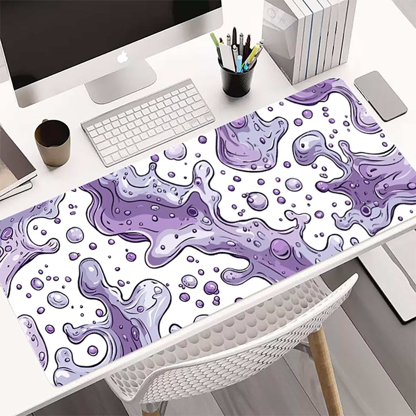 Lpfieonn Einfach Großes Schreibtischunterlage, XXL Schreibtischunterlagen, Weiß XXL Wasserdicht Gaming Mousepad mit Vernähter Rand und Rutschfeste Gummibasis, für Laptop/Hause/Büro 120x60cm PF-1979