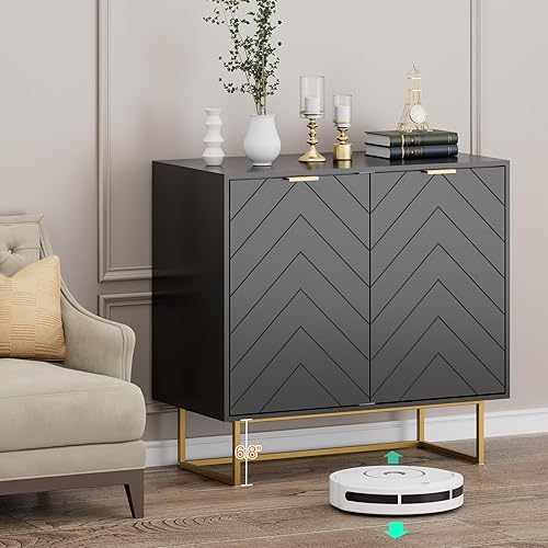 Miniatura 3 de Scurrty Aparador moderno de 31.5 pulgadas con almacenamiento, estante ajustable para sala de estar, cocina