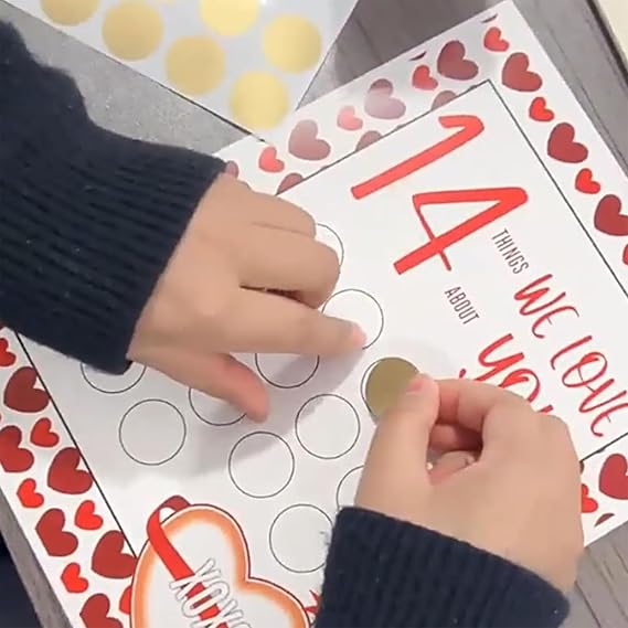 Valentine's Scratch off Advent 14 Things I or We Love About You, Valentine's Day Advent Calendar, Valentine's Day Scratch off Cards, Valentines Day Personalized Custom Gift (1set,we love)