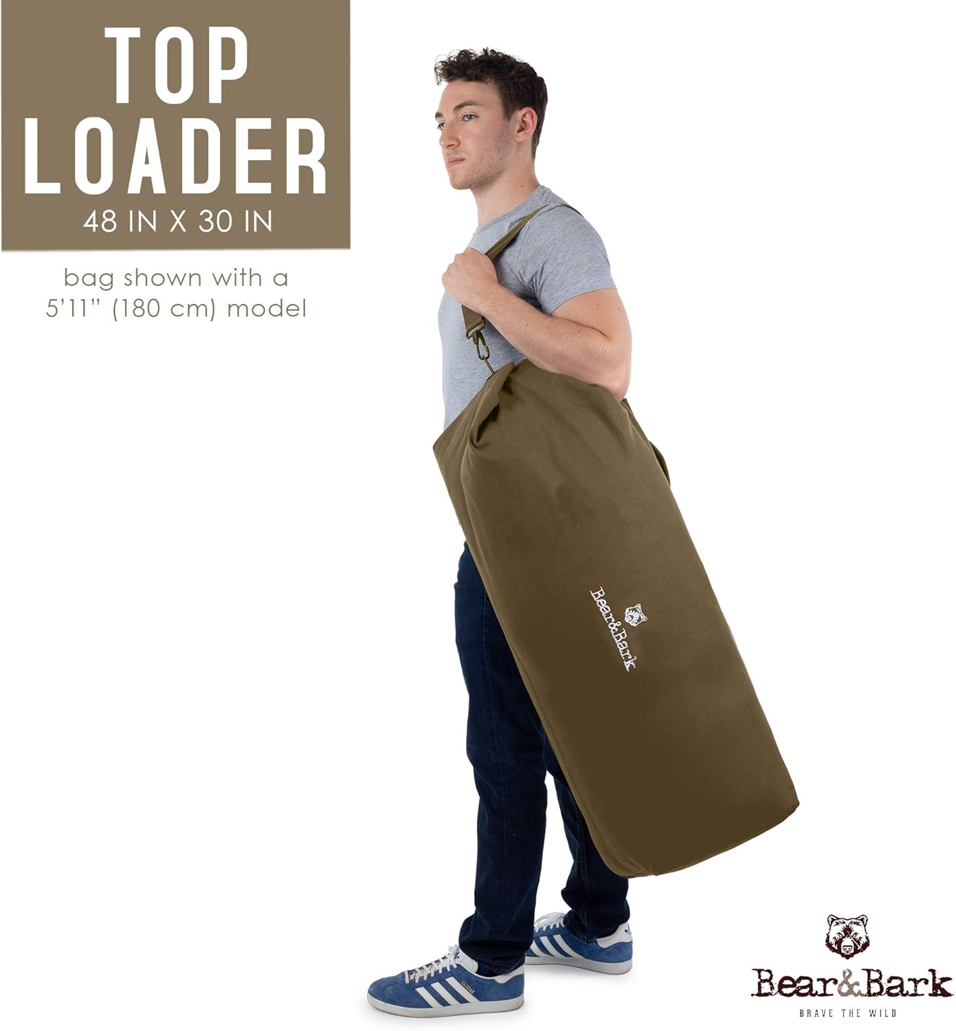 Top Load Duffle Bag - Military Green 48x30" - 177L - Extra Large Canvas Army Cargo Style Carryall Duffel for Men and Woman – College Student, Backpacking, Travel Luggage and Storage Shoulder Bag