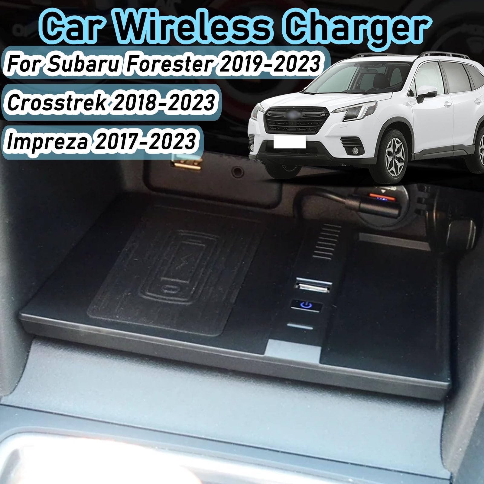 Caricabatterie Wireless per Auto per su-baru Forester Impreza Tutti i Modelli Accessorio con Ricarica Rapida Wireless da 10 W, Regalo per la Famiglia