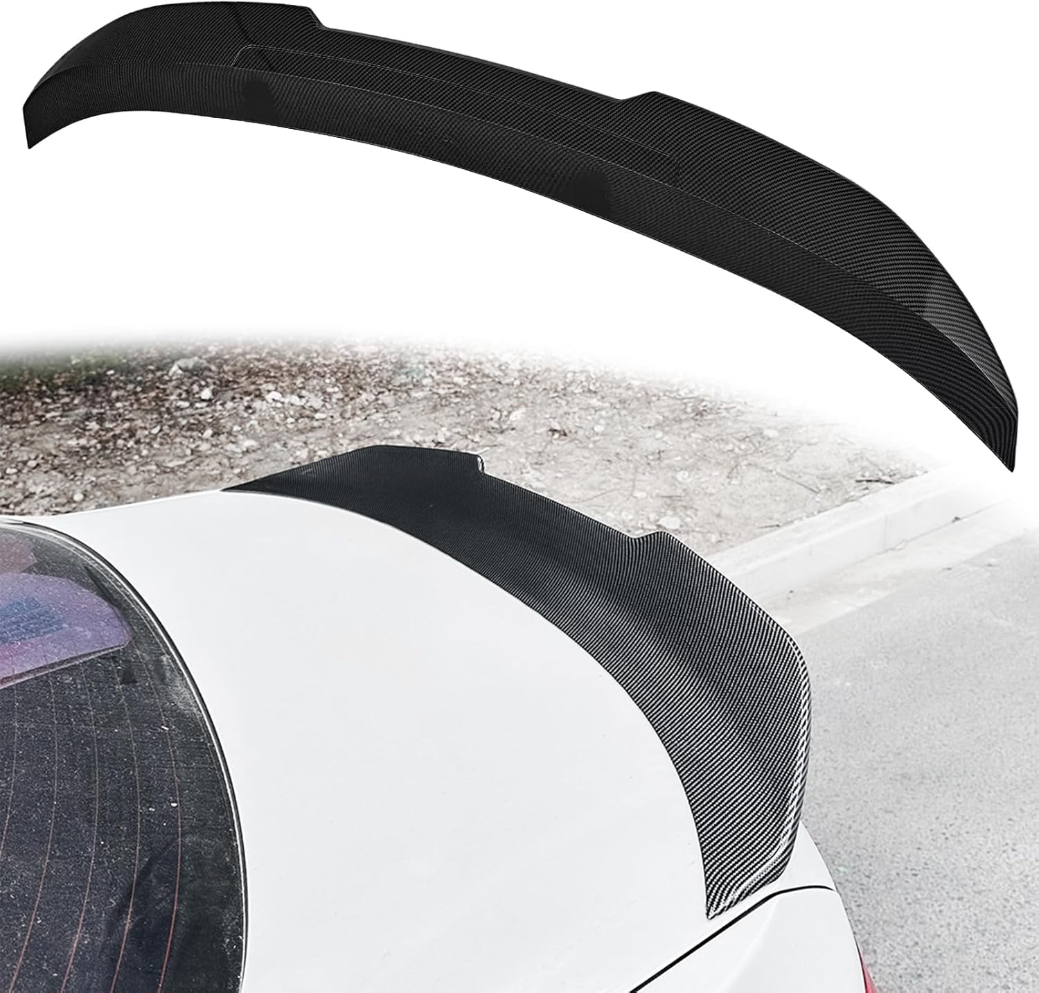 Rear Spoiler Compatible with BMW 5 Series F10 Sedan 528i 530i 535i and F10 M5 2010-2016 Carbon Fiber Printing Rear Trunk Spoiler Wing