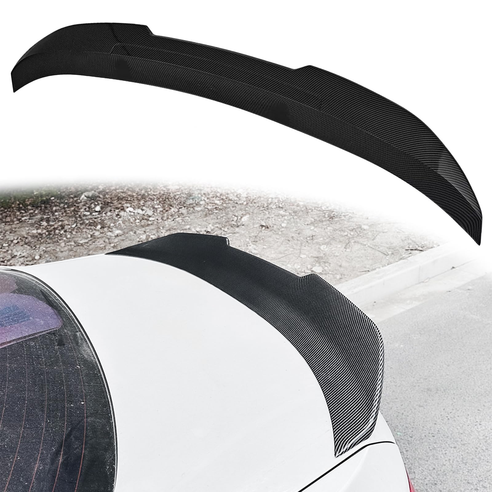 rear spoiler compatible with bmw 5 series f10 sedan 528i 530i 535i and f10 m5 2010-2016 carbon fiber printing rear trunk spoiler wing